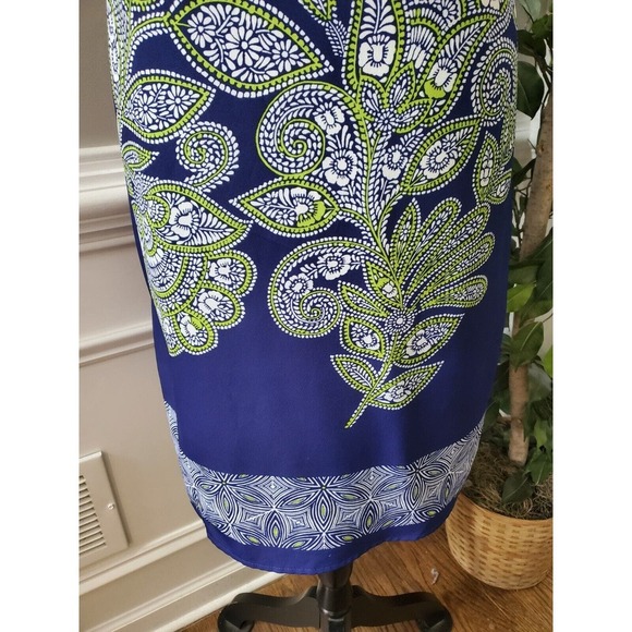 Luxology Womens Blue Floral Polyester V-Neck Short Sleeve Knee Length Dress 14 - Picture 4 of 13